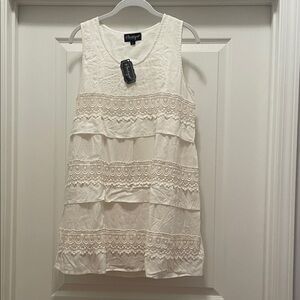 Chicwish‎ Cream Lace Tiered Mini Dress